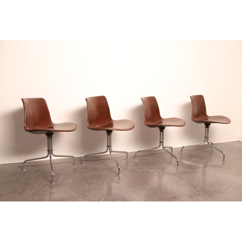 Set of 4 vintage swivel desk chairs model Bo611 by Fabricius and Kastholm for Bo-Ex, Denmark 1960s