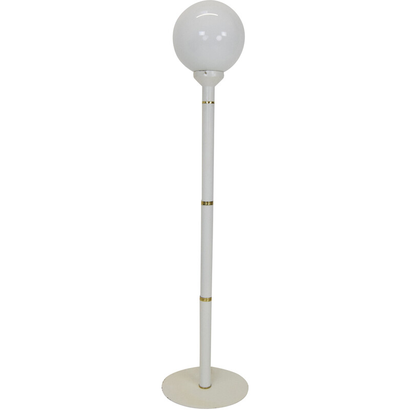 Vintage floor lamp in milk glass, metal and brass, Czechoslovakia 1970s