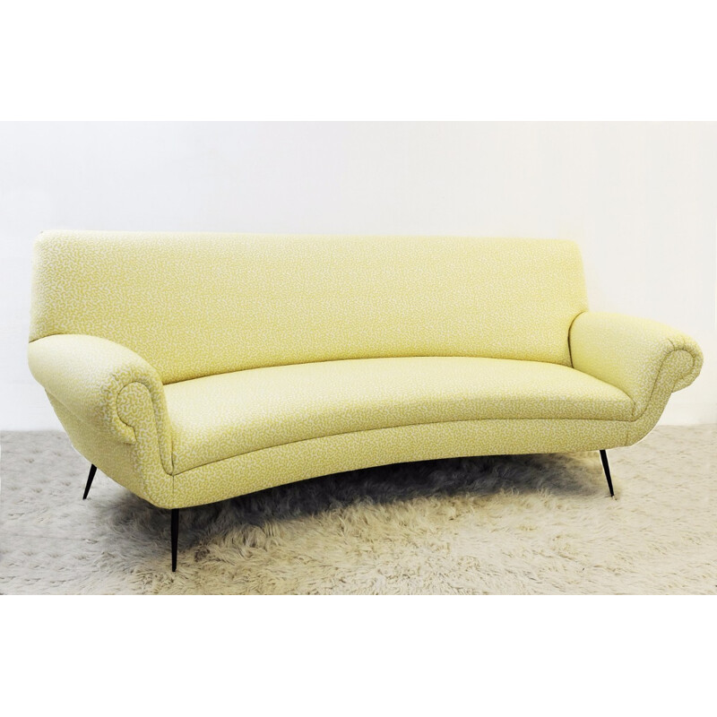 Yellow sofa in brass by Gigi radice for Minotti - 1950s