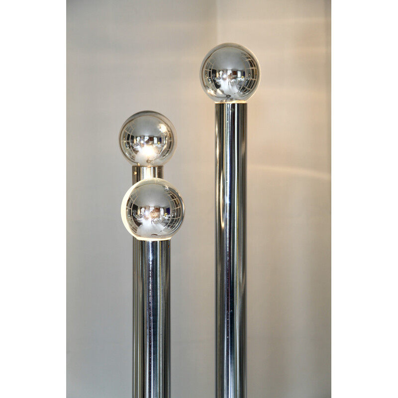 Vintage three-rod chrome-plated metal floor lamp by Habico, Finland 1960-1970
