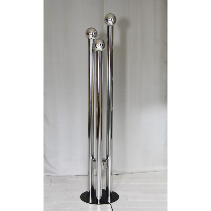 Vintage three-rod chrome-plated metal floor lamp by Habico, Finland 1960-1970