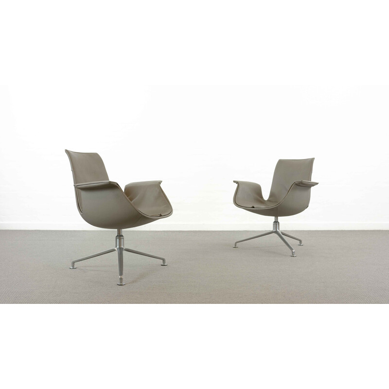 Pair of vintage Fk lounge armchairs by Preben Fabricius and Jorgen Kastholm for Walter Knoll, 1960s