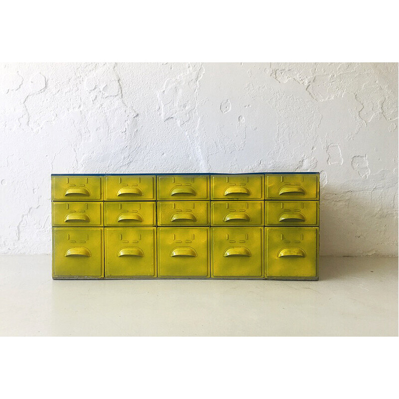 Ensemble de tiroirs vintage en vert-jaune