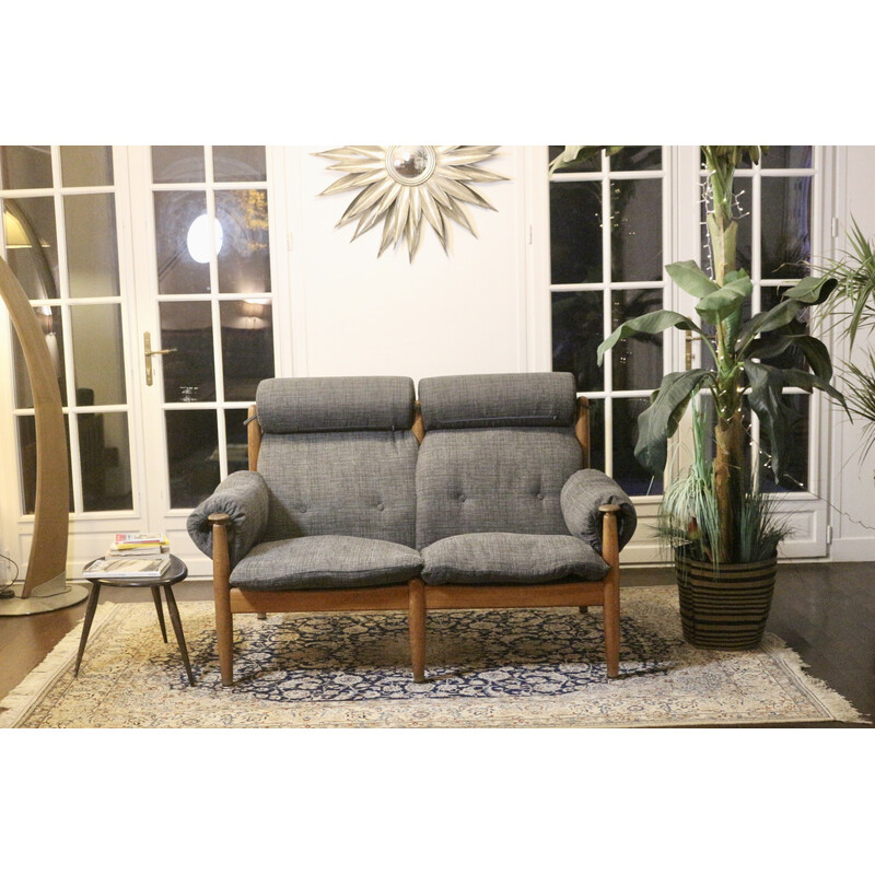 Vintage-Sofa aus Eiche und grau meliertem Stoff von Eric Merthen für Ire Møbler, Schweden 1960