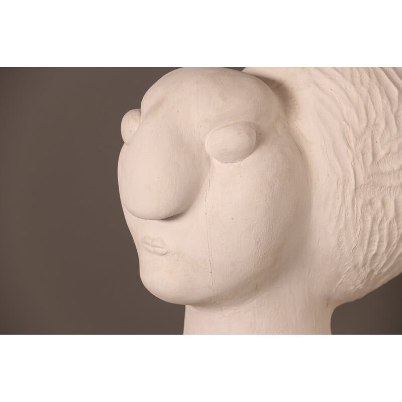 Vintage wooden sculpture "Leontine"  by Claudio Di Placido, France