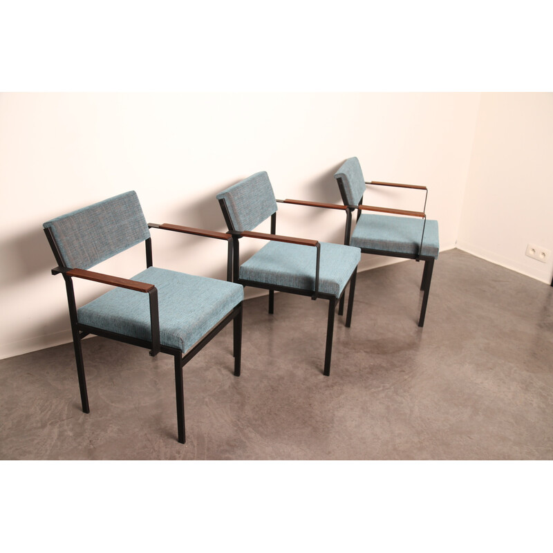 Set of 3 vintage dining chairs with armrests model Sm17 by Cees Braakman for Pastoe, Netherlands 1960s