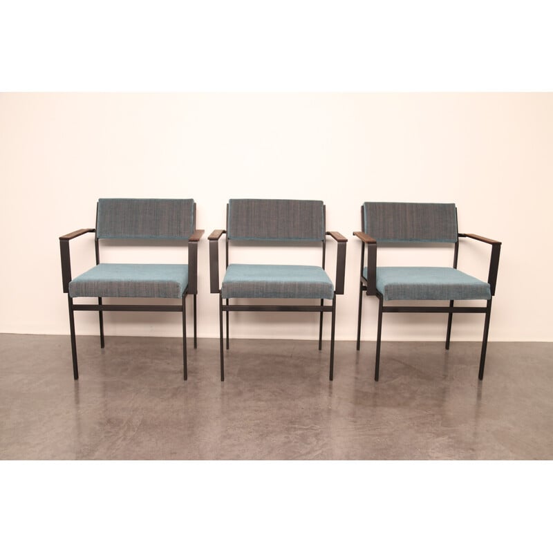 Set of 3 vintage dining chairs with armrests model Sm17 by Cees Braakman for Pastoe, Netherlands 1960s