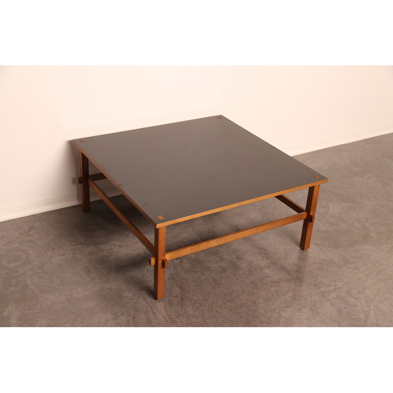 Vintage coffee table model "Gio" in walnut by Gianfranco Frattini for Tacchini, Italy 2000s