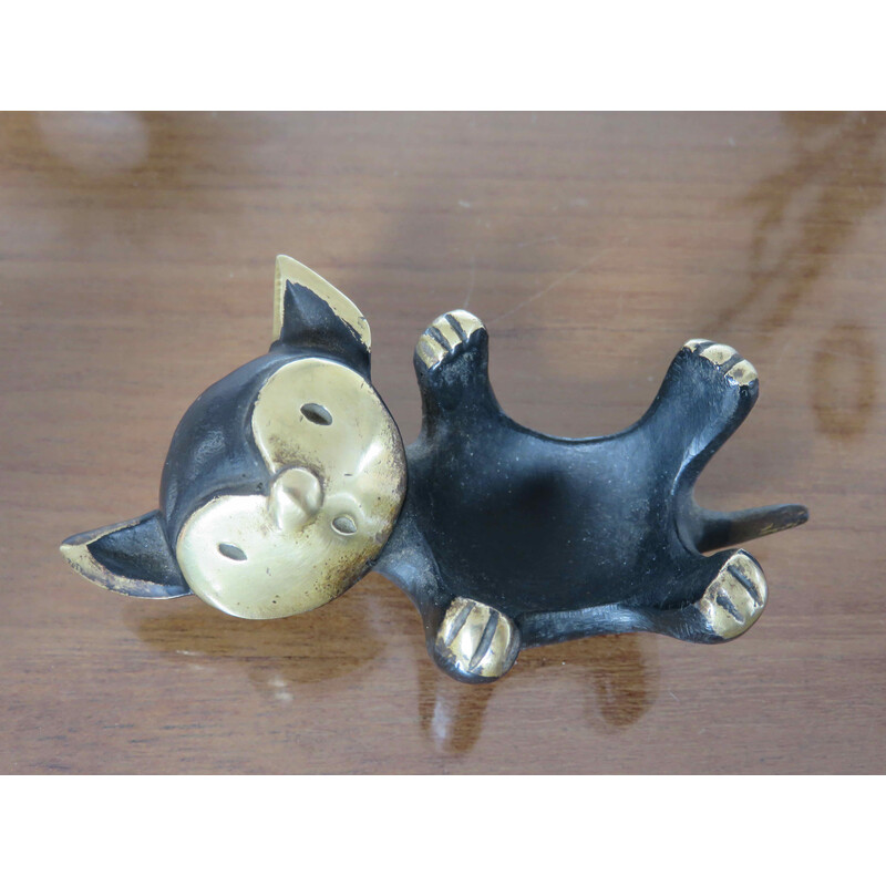 Chat vintage Walter Bosse en bronze pour Herta Baller, Autriche 1950