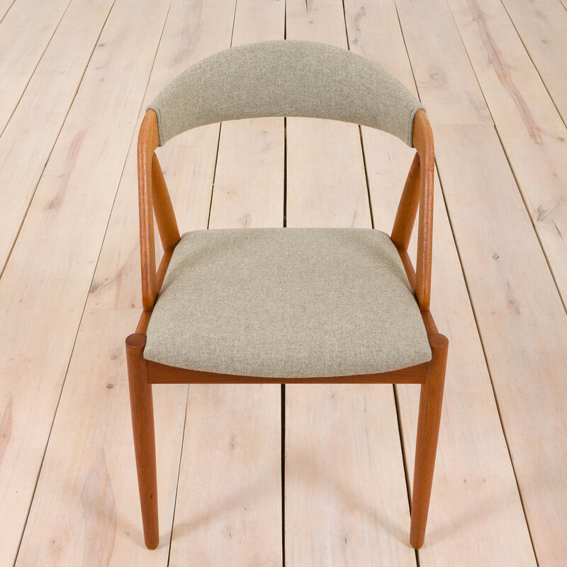 Conjunto de 4 cadeiras modelo 31 vintage em teca e lã cinzenta de Kai Kristiansen para Schou Andersen, década de 1960