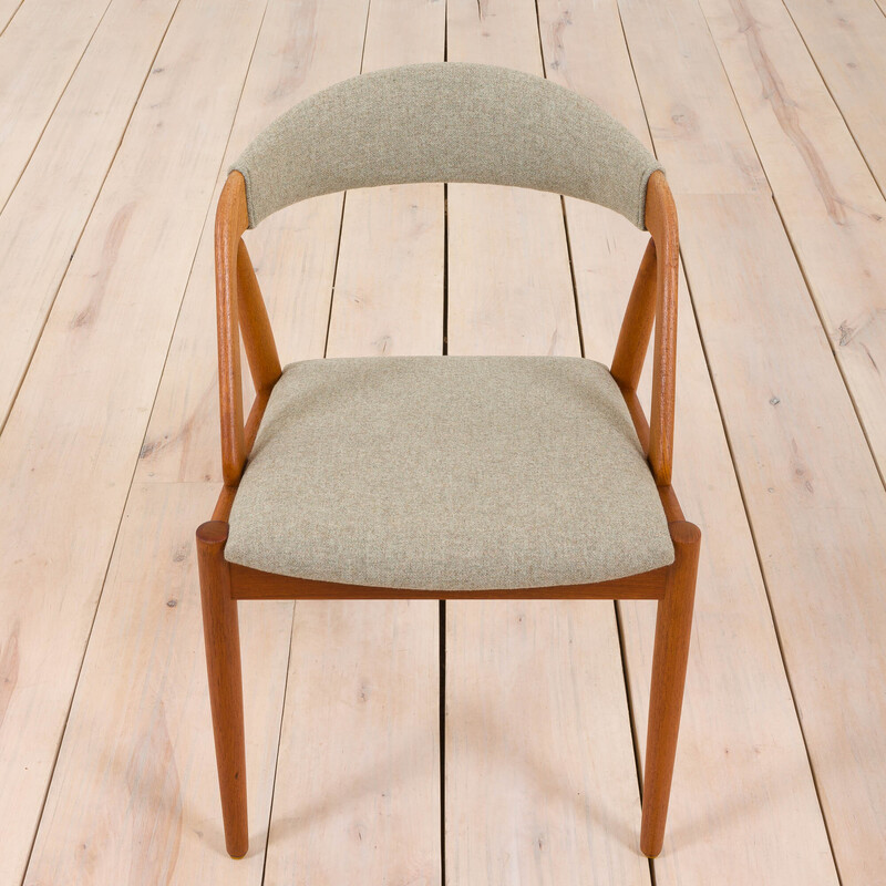 Set of 4 vintage model 31 chairs in teak and gray wool by Kai Kristiansen for Schou Andersen, 1960s