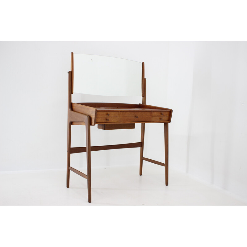 Comodino vintage in teak con specchio di Svend åge Madsen, Danimarca 1960