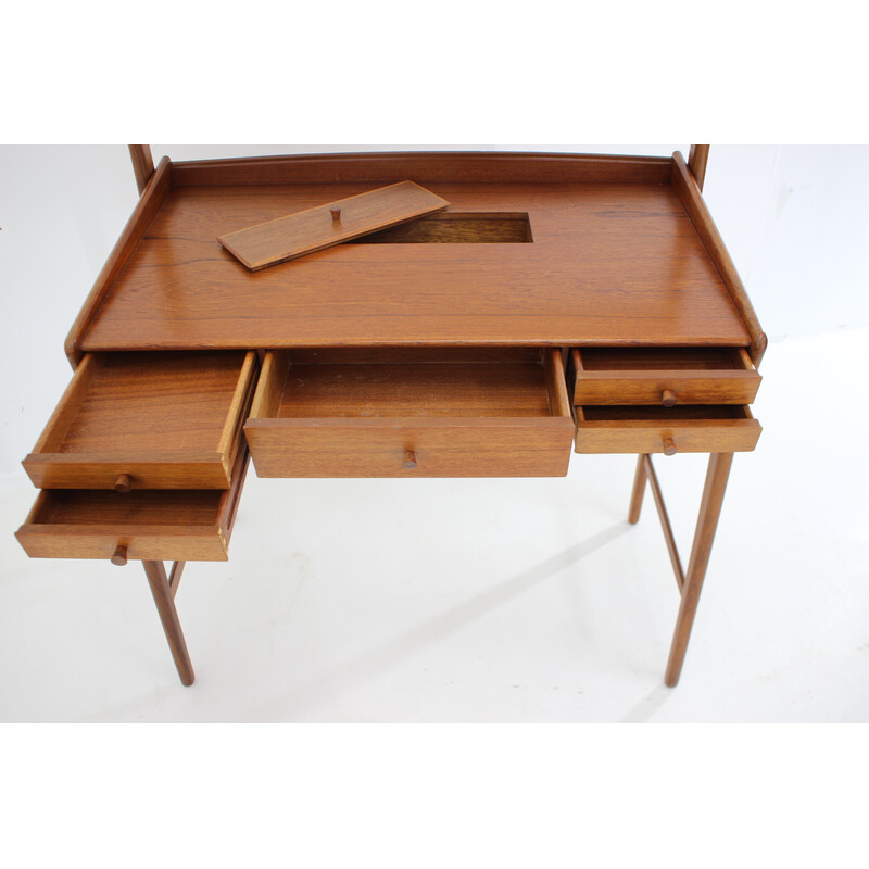 Comodino vintage in teak con specchio di Svend åge Madsen, Danimarca 1960