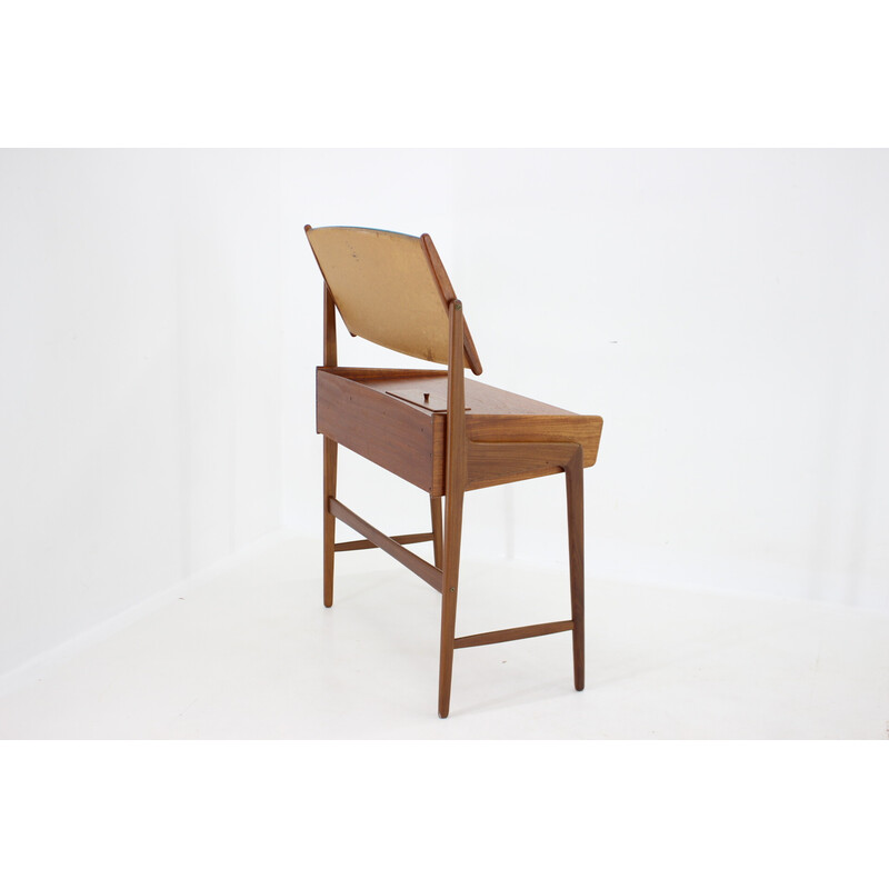 Comodino vintage in teak con specchio di Svend åge Madsen, Danimarca 1960