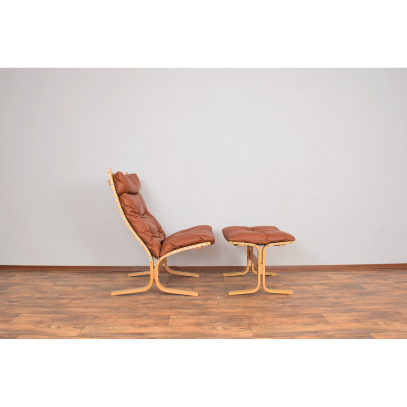 Midden-eeuwse Noorse Siesta fauteuil en poef van Ingmar Relling voor Westnofa, 1960