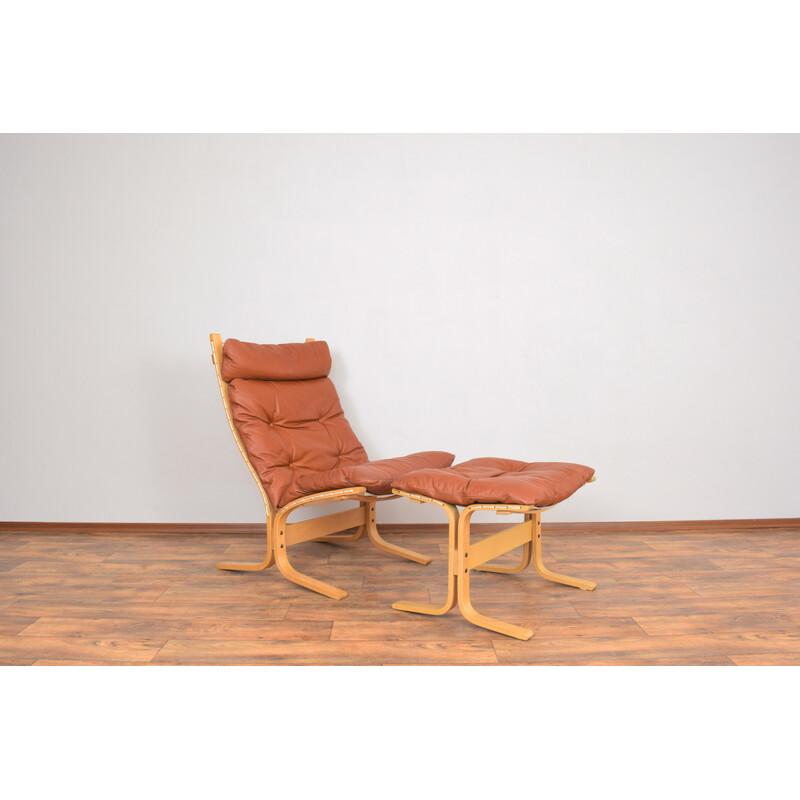 Mid-century Norwegian Siesta armchair and ottoman by Ingmar Relling for Westnofa, 1960s