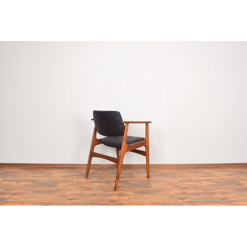 Mid-century Danish teak and leather armchair by Arne Vodder, 1960s