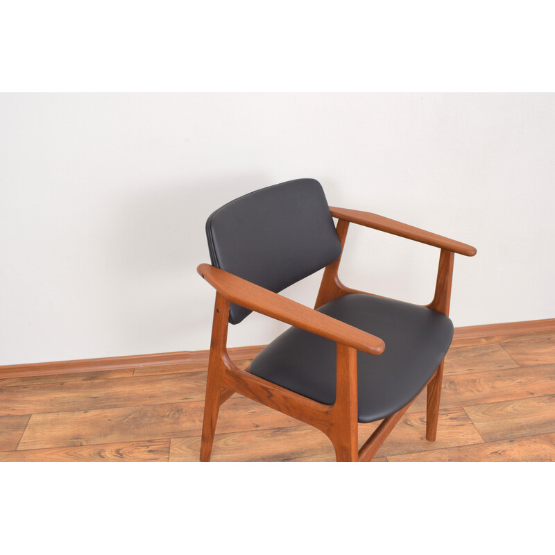 Mid-century Danish teak and leather armchair by Arne Vodder, 1960s