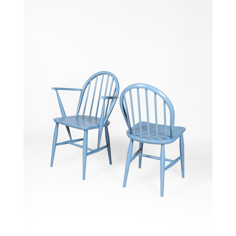 Vintage blue Windsor chair by Lucian Ercolani for Ercol, UK 1960