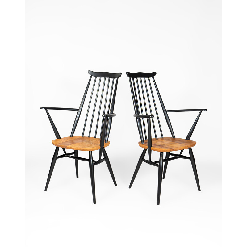 Pair of vintage Moustache chairs with armrest by L. Ercolani for Ercol, 1960