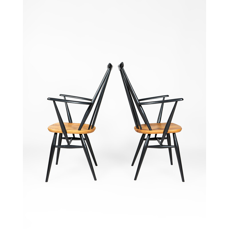 Paar vintage Moustache stoelen met armleuning van L. Ercolani voor Ercol, 1960