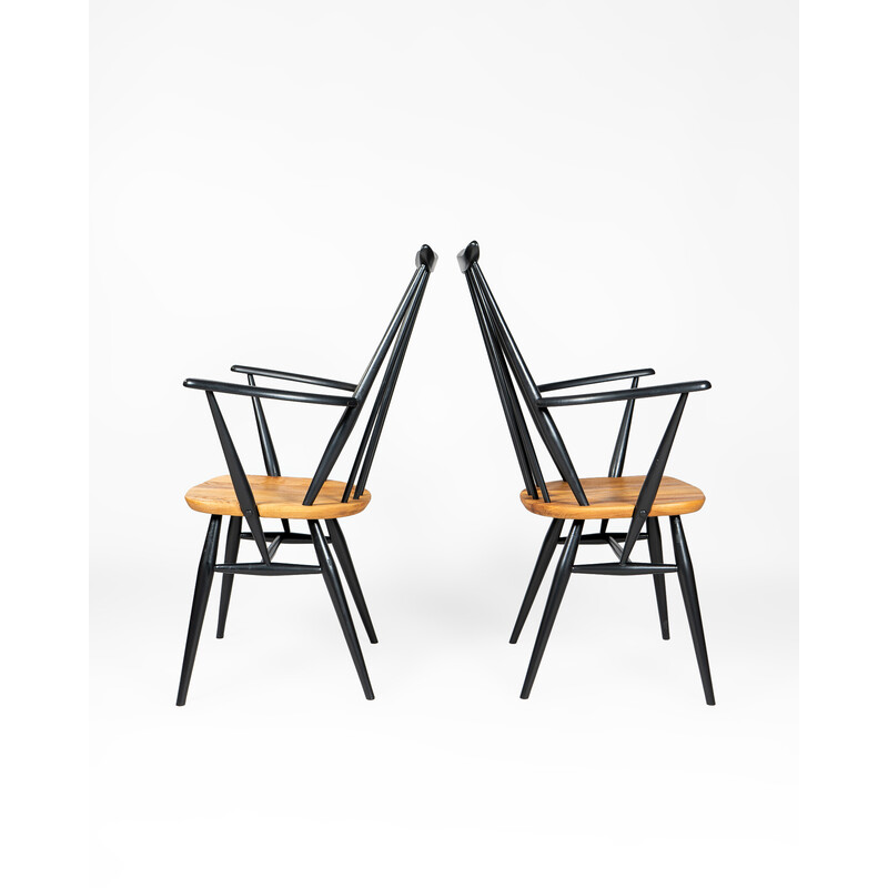 Pair of vintage Moustache chairs with armrest by L. Ercolani for Ercol, 1960