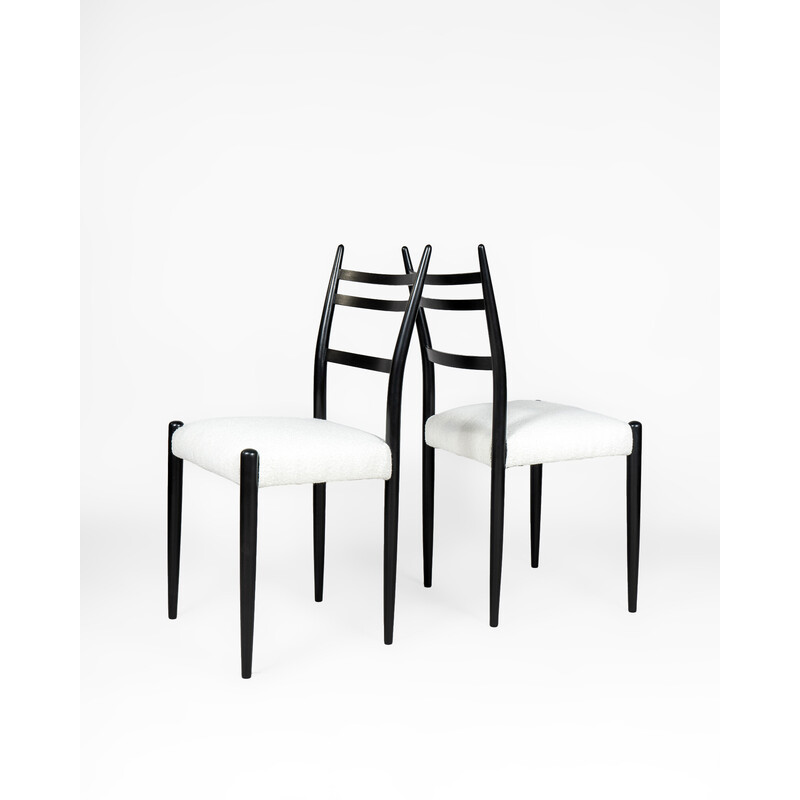 Schwarz-weißer Bouclé-Stuhl aus der Mitte des Jahrhunderts von D. Gomme für G Plan, 1950er Jahre