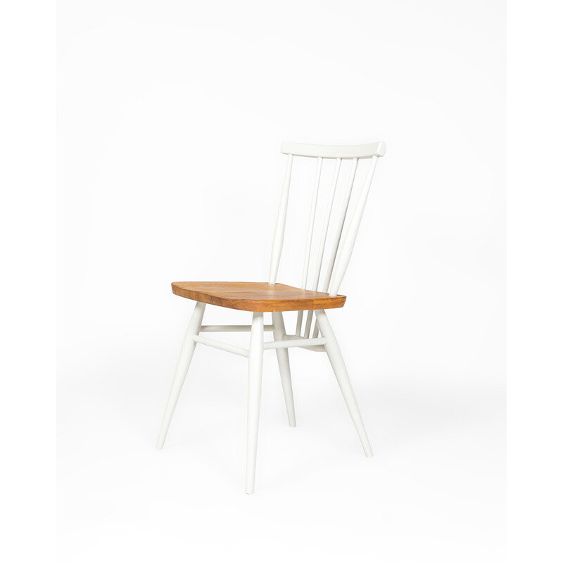 Coppia di sedie vintage in legno bianco All Purpose di L. Ercolani per Ercol, anni '60