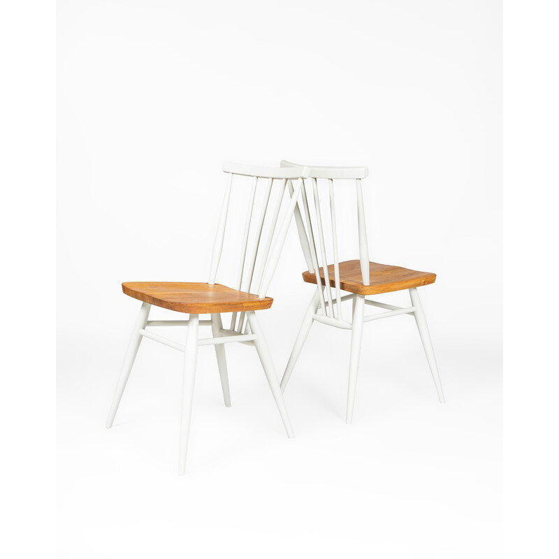 Paire de chaises All Purpose vintage en bois blanc de L. Ercolani pour Ercol, 1960