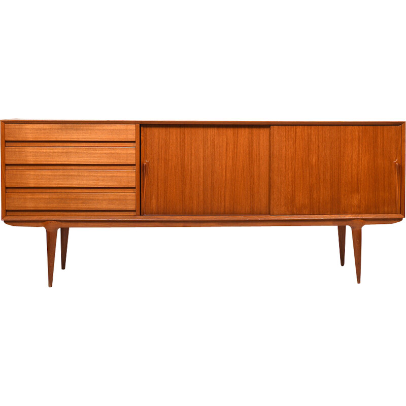 Vintage Danish teak sideboard with two sliding doors by Omann Jun, 1960