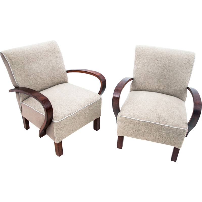 Pair of vintage Art Deco armchairs by Jindrich Halabala, 1930s