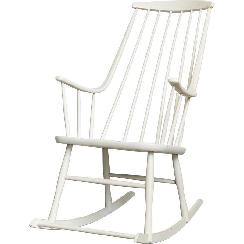 Vintage Grandessa rocking chair by Lena Larssen for Nesto, Sweden 1950s