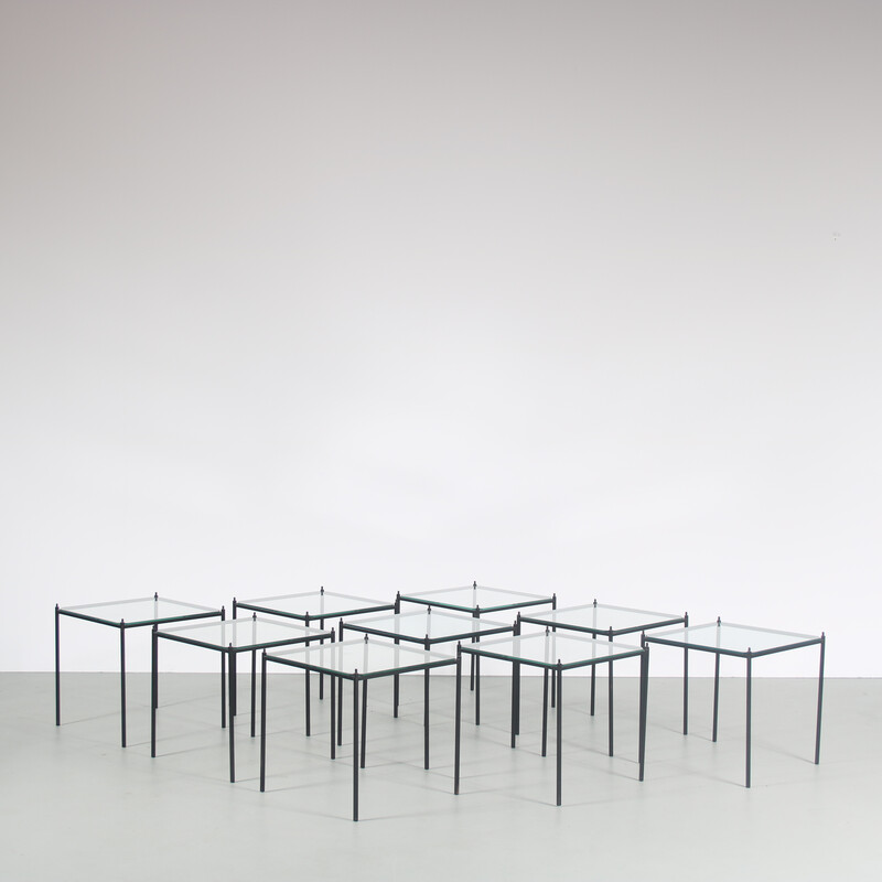 Set of 9 vintage stackable display tables, Netherlands 1950s