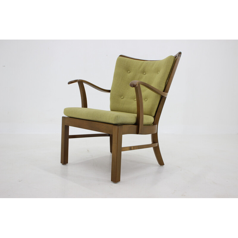 Vintage beechwood armchair model 1628 by Soren Hansen, Denmark 1940s