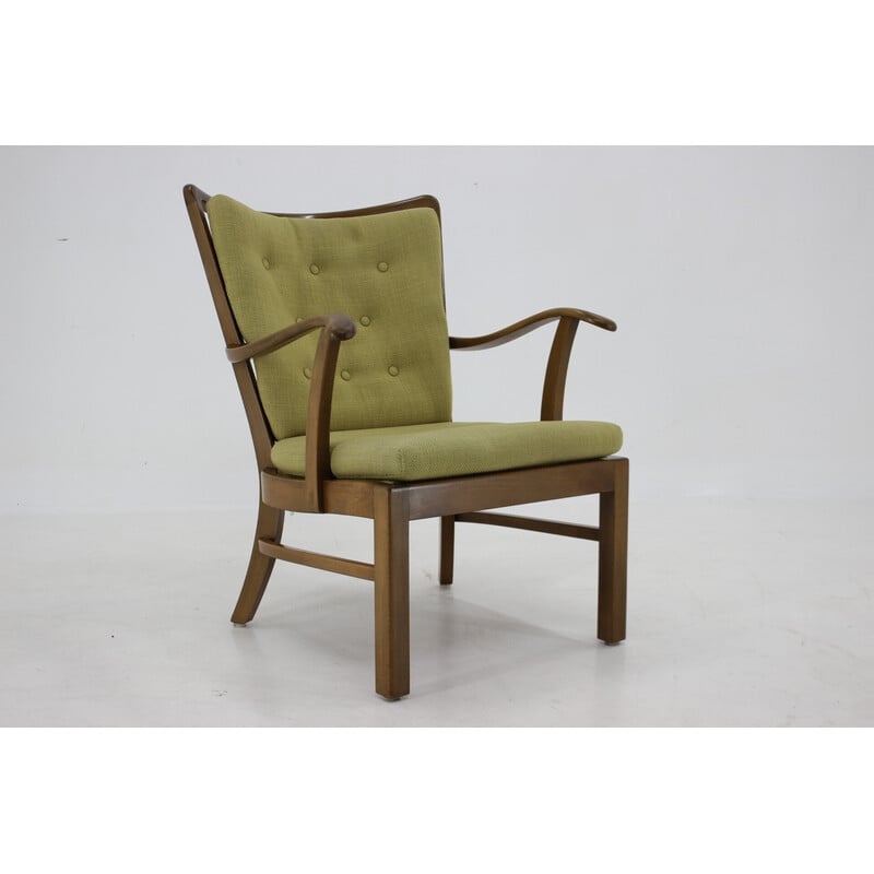 Vintage beechwood armchair model 1628 by Soren Hansen, Denmark 1940s