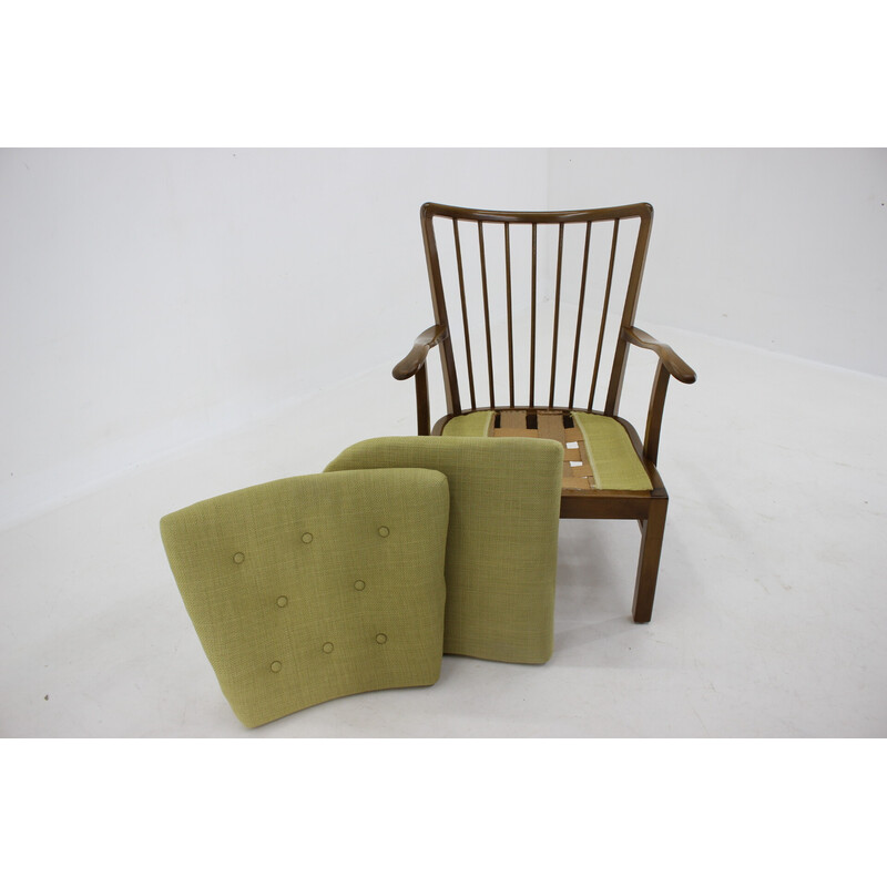 Fauteuil vintage en bois de hêtre modèle 1628 par Soren Hansen, Danemark 1940