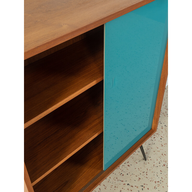 Vintage cabinet in teak veneer with two sliding glass doors, Germany 1950s