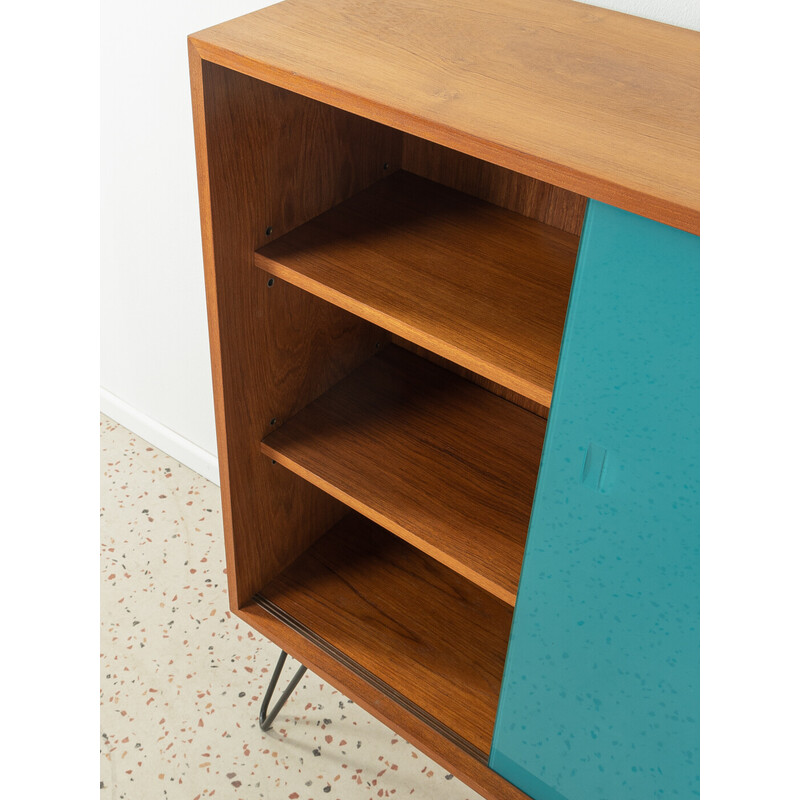 Vintage cabinet in teak veneer with two sliding glass doors, Germany 1950s