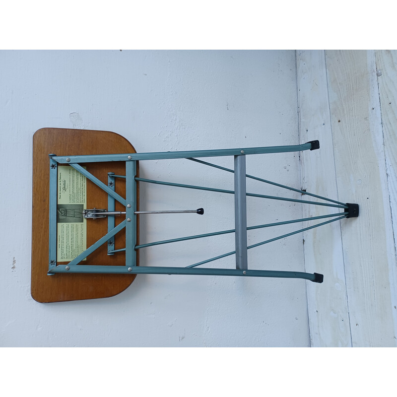 Vintage architect's folding stool in wood and metal, 1950