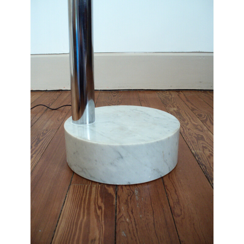 Italian Floor Lamp in chromium steel and marble 3 globes Gioffredo Reggiani - 1970s