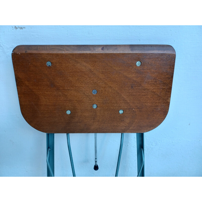 Vintage architect's folding stool in wood and metal, 1950