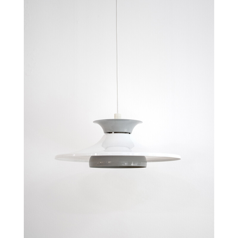 Vintage white and grey pendant lamp, Denmark 1960