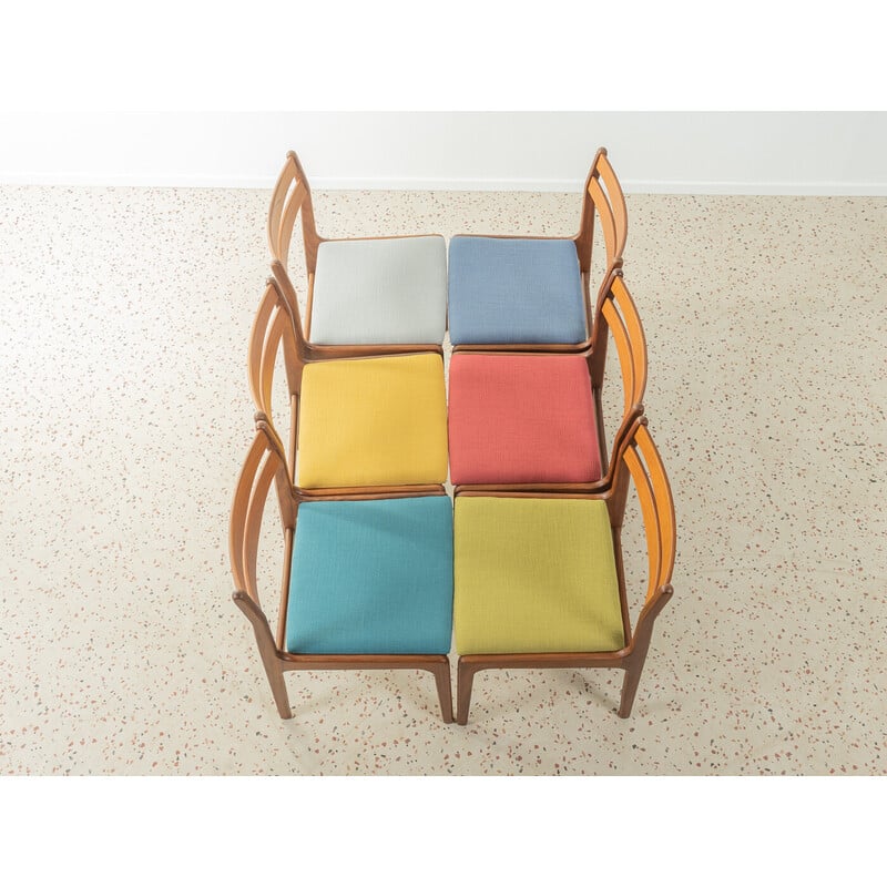 Ensemble de 6 chaises vintage en teck, Danemark 1960