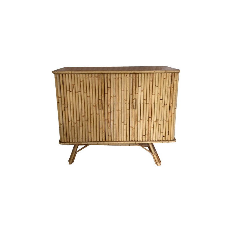 Aparador de bambu Vintage, França 1950-1960