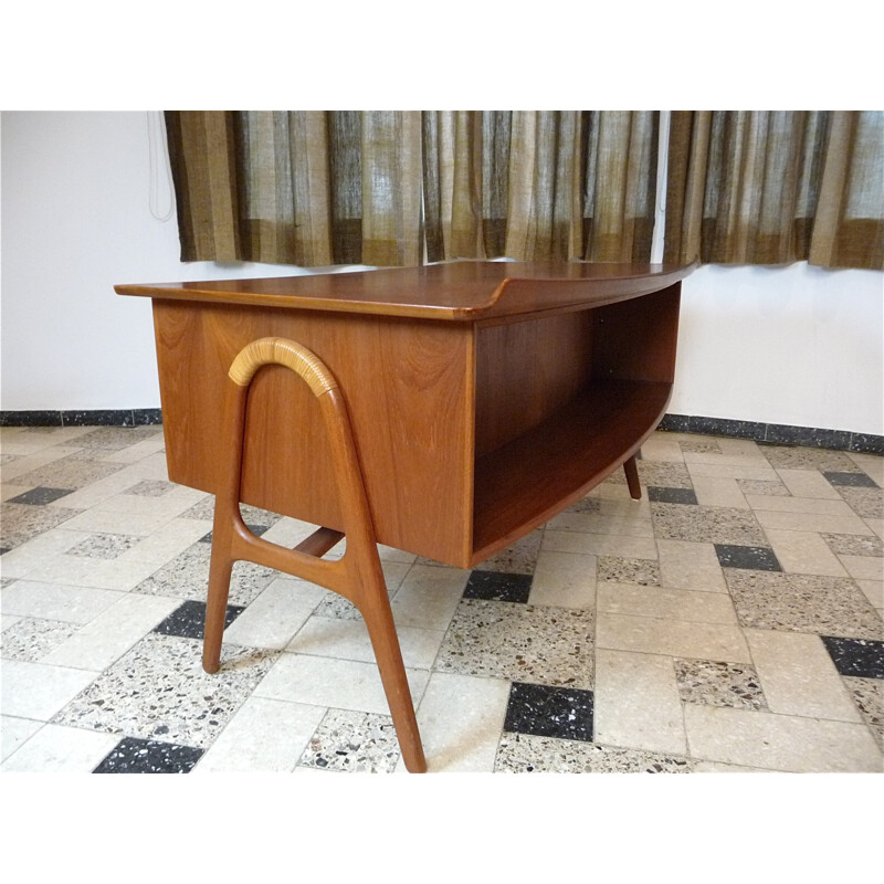 Free-Standing Teak Writing Desk by Svend A. Madsen for Sigurd Hansen - 1960s