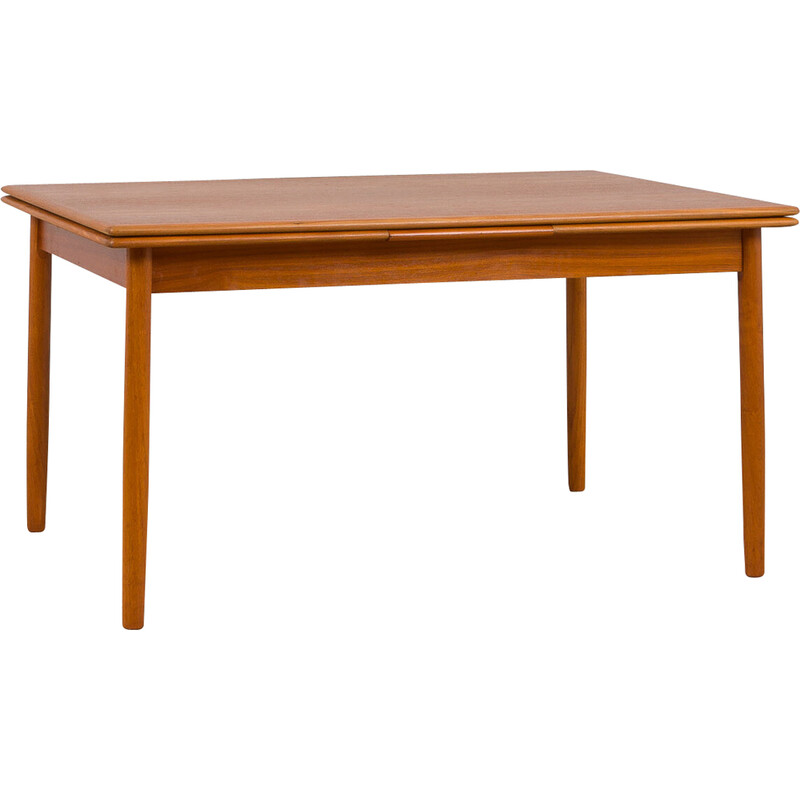 Vintage Danish rectangular extension teak dining table, 1960s