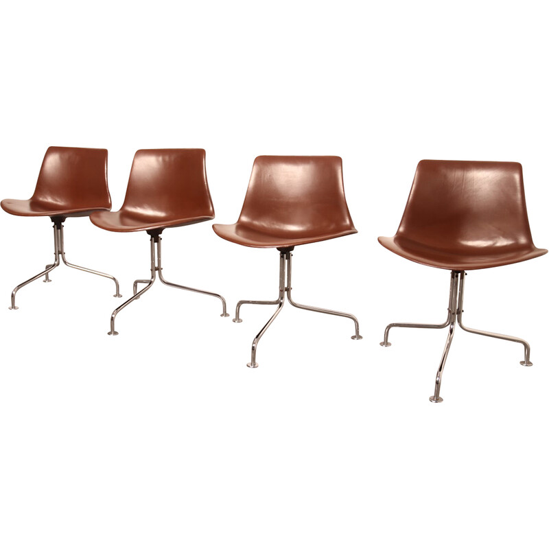 Set of 4 vintage swivel desk chairs model Bo611 by Fabricius and Kastholm for Bo-Ex, Denmark 1960s