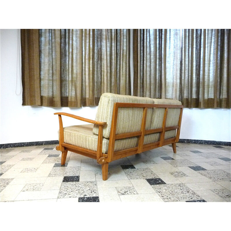 Vintage wood and woolen daybed by Wilhelm Knoll, Germany 1960