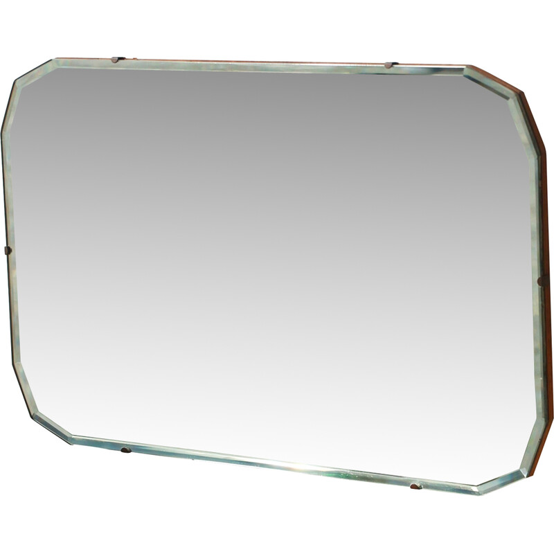 Vintage rectangular bevelled mirror, 1950