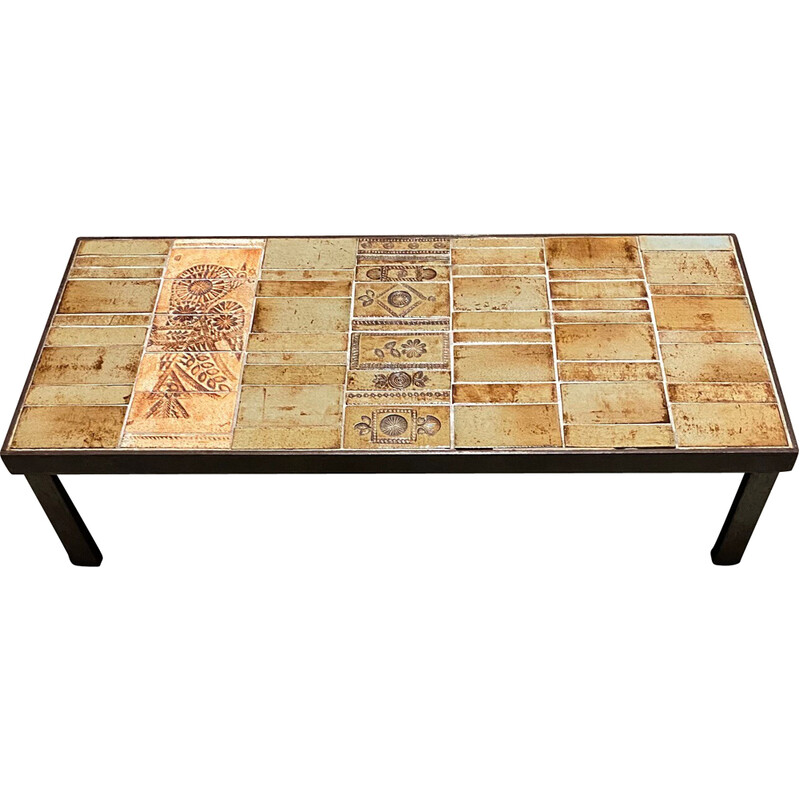 Vintage ceramic coffee table by Roger Capron